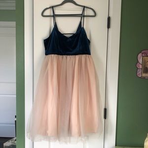 Lauren Conrad blue velvet & pink tulle dress